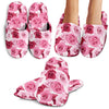 Pink Red Rose Pattern Print House Slippers