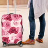 Pink Red Rose Pattern Print Luggage Cover Protector