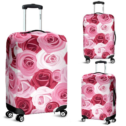 Pink Red Rose Pattern Print Luggage Cover Protector