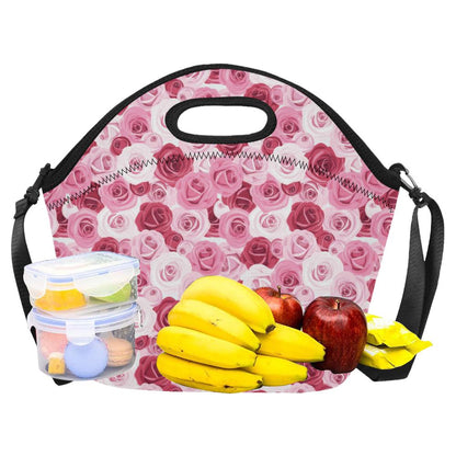 Pink Red Rose Pattern Print Neoprene Lunch Bag (Model 1669)(Large)-JTAMIGO.COM