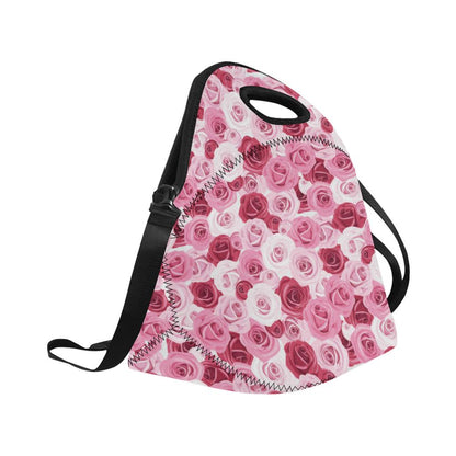 Pink Red Rose Pattern Print Neoprene Lunch Bag (Model 1669)(Large)-JTAMIGO.COM