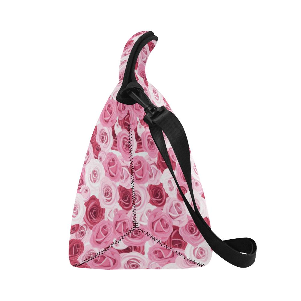 Pink Red Rose Pattern Print Neoprene Lunch Bag (Model 1669)(Large)-JTAMIGO.COM