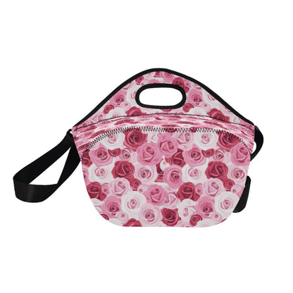 Pink Red Rose Pattern Print Neoprene Lunch Bag (Model 1669)(Large)-JTAMIGO.COM