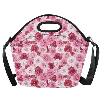 Pink Red Rose Pattern Print Neoprene Lunch Bag (Model 1669)(Large)-JTAMIGO.COM