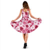 Pink Red Rose Pattern Print Sleeveless Dress