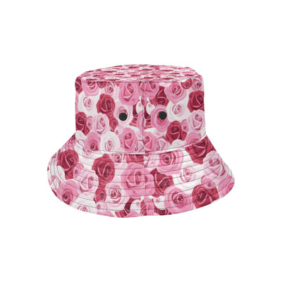 Pink Red Rose Pattern Print Unisex Bucket Hat