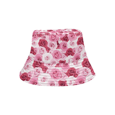 Pink Red Rose Pattern Print Unisex Bucket Hat