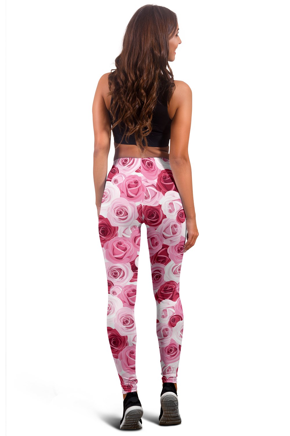 Pink Red Rose Pattern Print Women Leggings