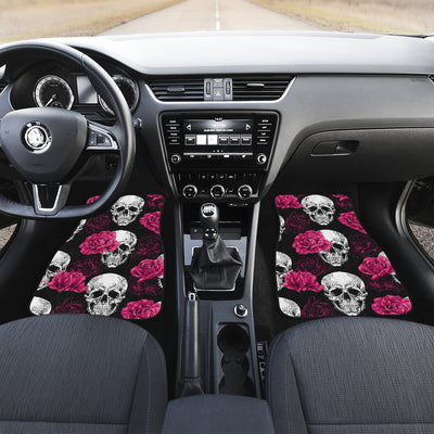 Pink Rose Skull Themed Print Car Floor Mats