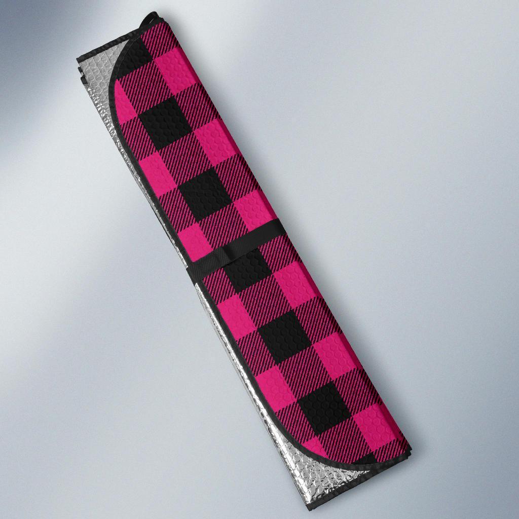 Pink Tartan Plaid Pattern Car Sun Shade For Windshield