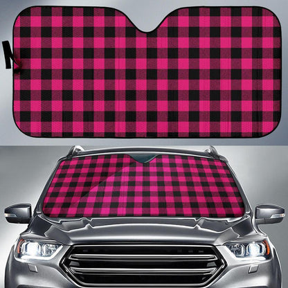 Pink Tartan Plaid Pattern Car Sun Shade For Windshield