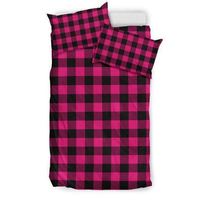 Pink Tartan Plaid Pattern Duvet Cover Bedding Set