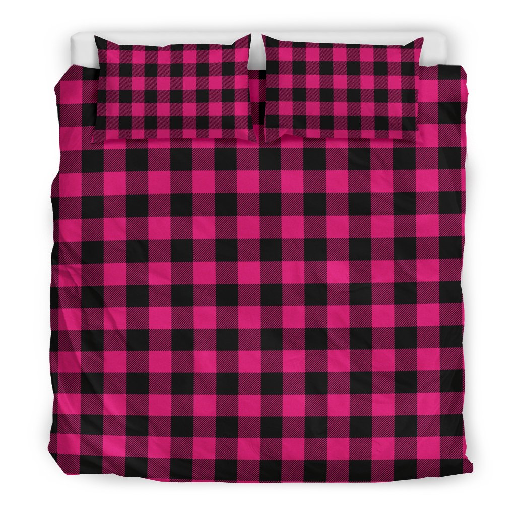 Pink Tartan Plaid Pattern Duvet Cover Bedding Set