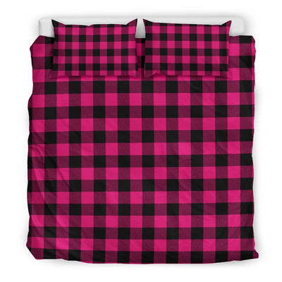 Pink Tartan Plaid Pattern Duvet Cover Bedding Set