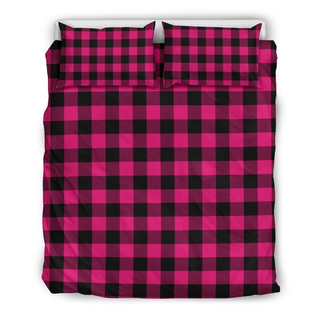 Pink Tartan Plaid Pattern Duvet Cover Bedding Set
