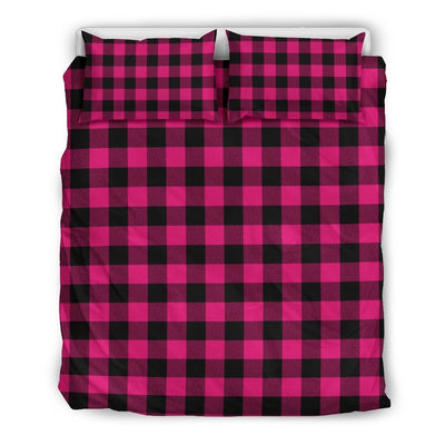 Pink Tartan Plaid Pattern Duvet Cover Bedding Set