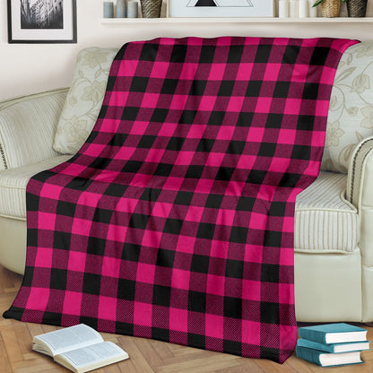 Pink Tartan Plaid Pattern Fleece Blanket