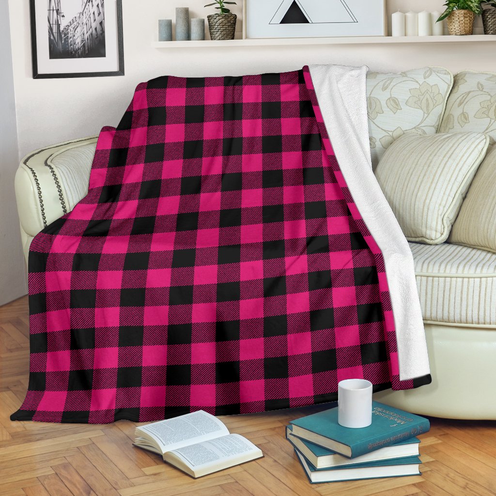 Pink Tartan Plaid Pattern Fleece Blanket