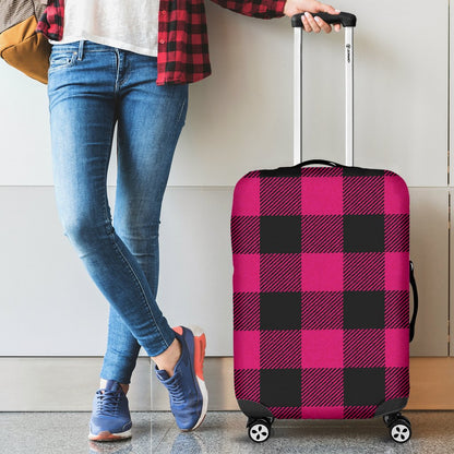 Pink Tartan Plaid Pattern Luggage Cover Protector