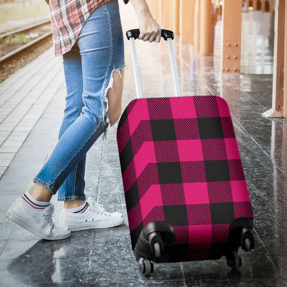 Pink Tartan Plaid Pattern Luggage Cover Protector