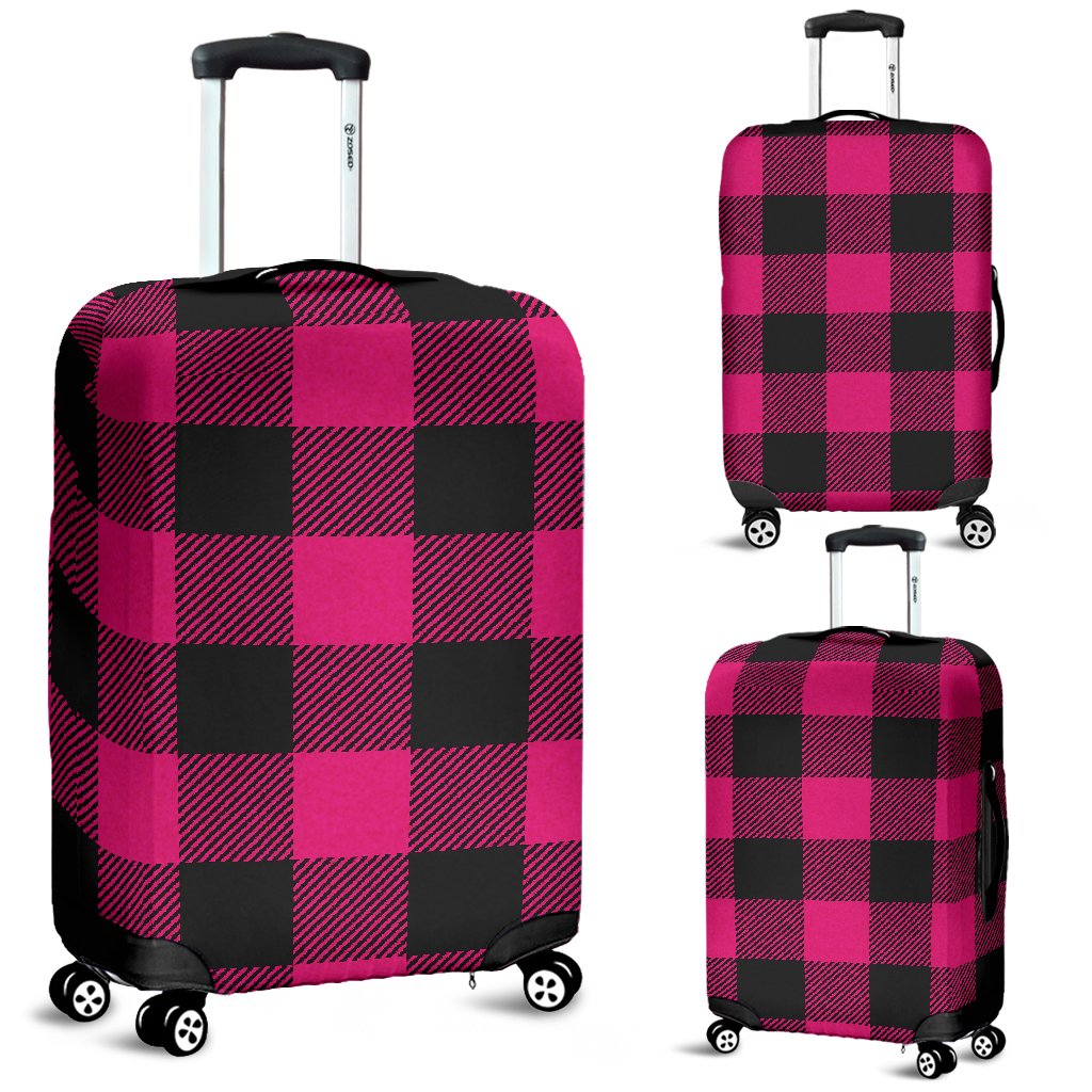Pink Tartan Plaid Pattern Luggage Cover Protector