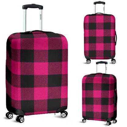 Pink Tartan Plaid Pattern Luggage Cover Protector