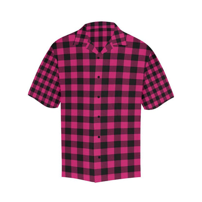 Pink Tartan Plaid Pattern Men Aloha Hawaiian Shirt