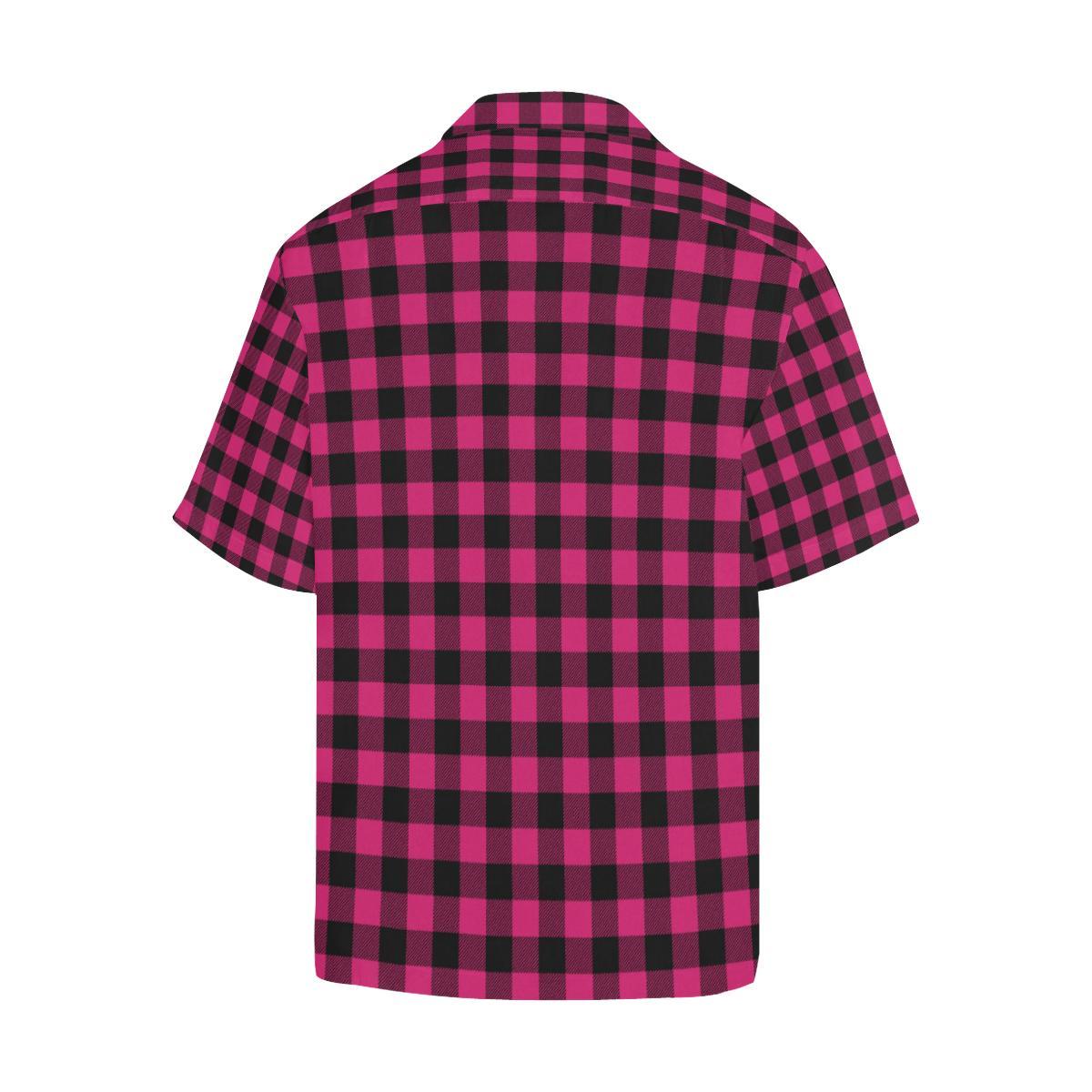 Pink Tartan Plaid Pattern Men Aloha Hawaiian Shirt