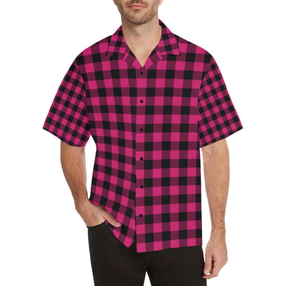 Pink Tartan Plaid Pattern Men Aloha Hawaiian Shirt