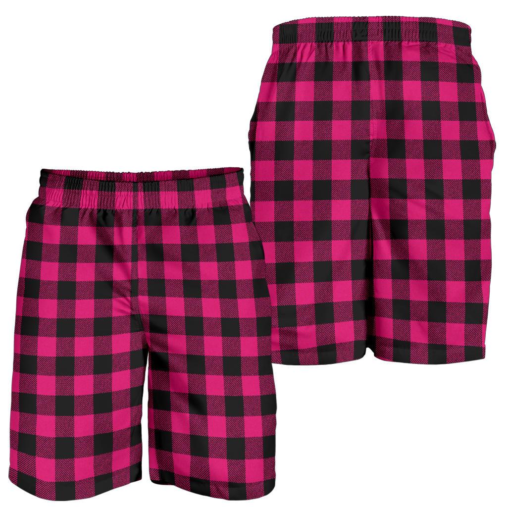 Pink Tartan Plaid Pattern Mens Shorts-JTAMIGO.COM