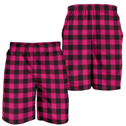 Pink Tartan Plaid Pattern Mens Shorts-JTAMIGO.COM