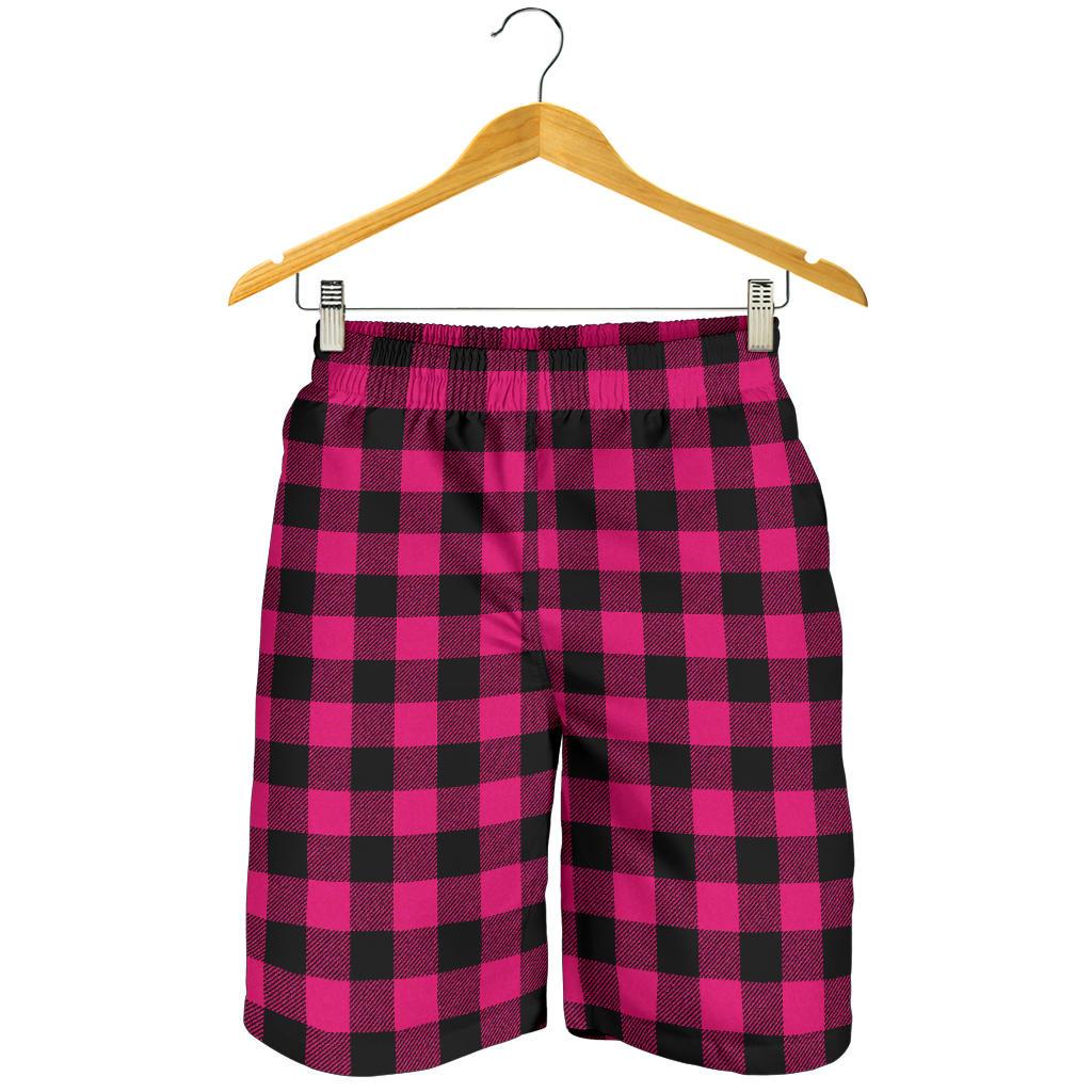 Pink Tartan Plaid Pattern Mens Shorts-JTAMIGO.COM