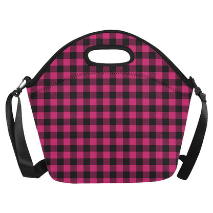 Pink Tartan Plaid Pattern Neoprene Lunch Bag (Model 1669)(Large)-JTAMIGO.COM