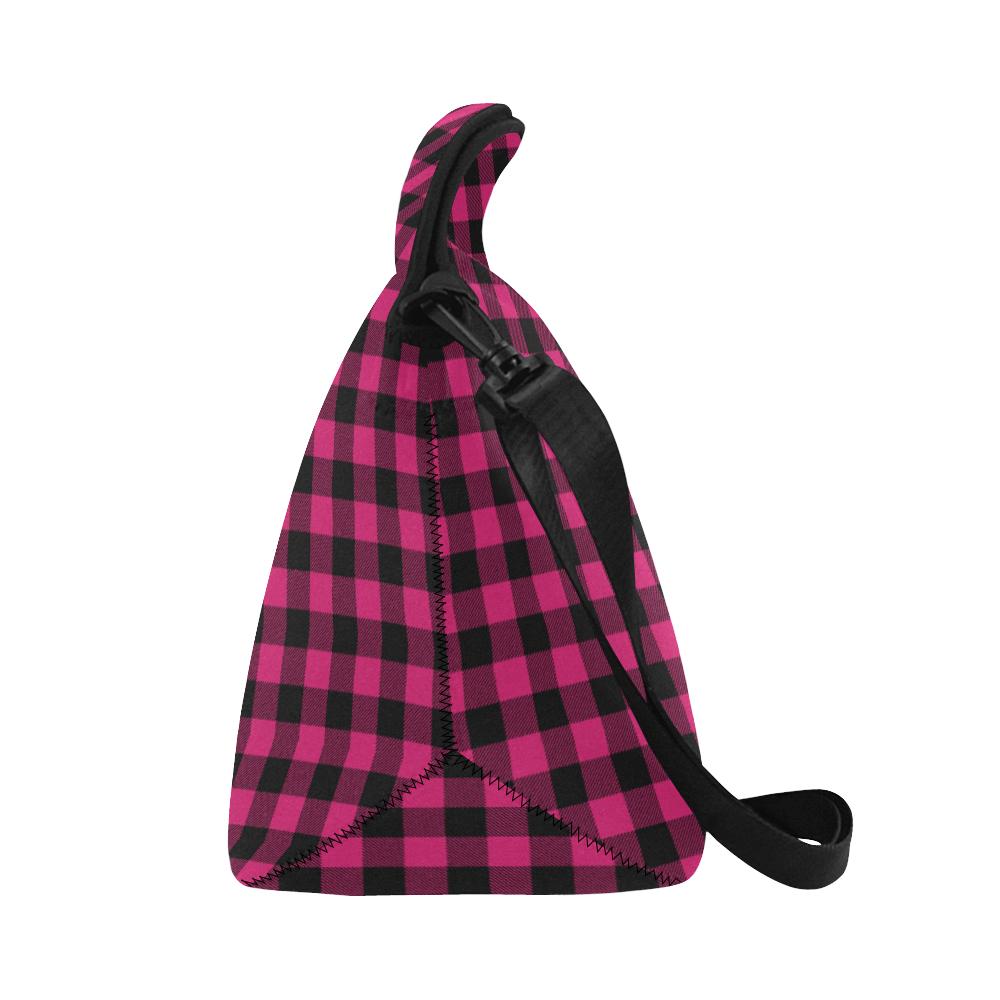 Pink Tartan Plaid Pattern Neoprene Lunch Bag (Model 1669)(Large)-JTAMIGO.COM