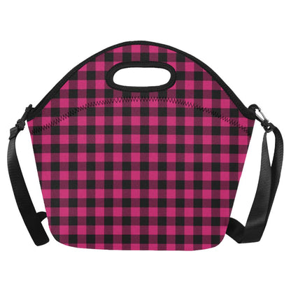 Pink Tartan Plaid Pattern Neoprene Lunch Bag (Model 1669)(Large)-JTAMIGO.COM