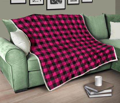 Pink Tartan Plaid Pattern Premium Quilt-JTAMIGO.COM