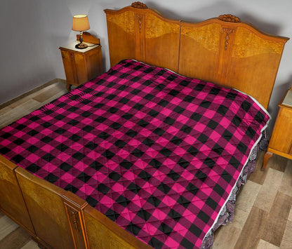 Pink Tartan Plaid Pattern Premium Quilt-JTAMIGO.COM