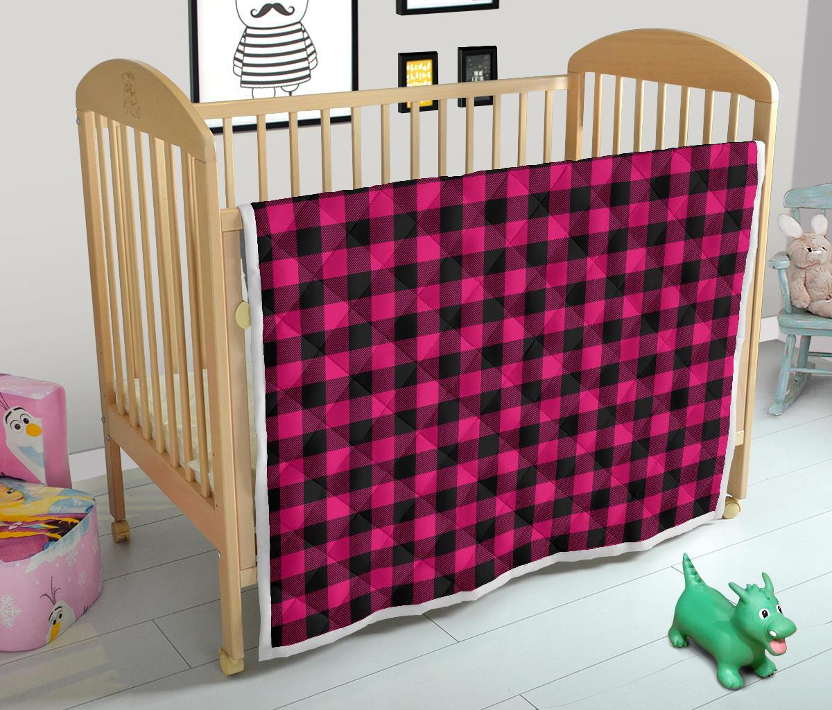 Pink Tartan Plaid Pattern Premium Quilt-JTAMIGO.COM