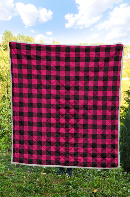 Pink Tartan Plaid Pattern Premium Quilt-JTAMIGO.COM