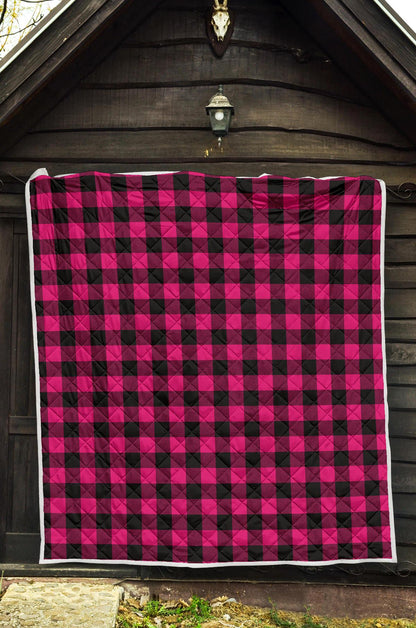 Pink Tartan Plaid Pattern Premium Quilt-JTAMIGO.COM