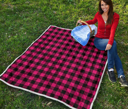 Pink Tartan Plaid Pattern Premium Quilt-JTAMIGO.COM