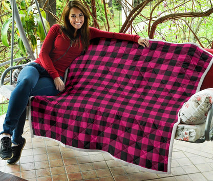 Pink Tartan Plaid Pattern Premium Quilt-JTAMIGO.COM