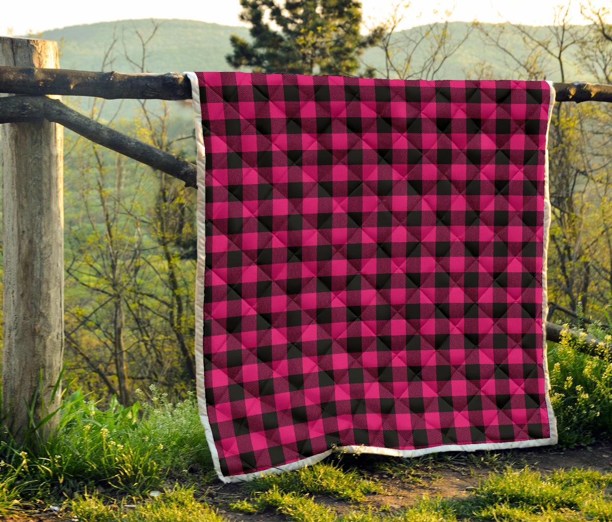 Pink Tartan Plaid Pattern Premium Quilt-JTAMIGO.COM