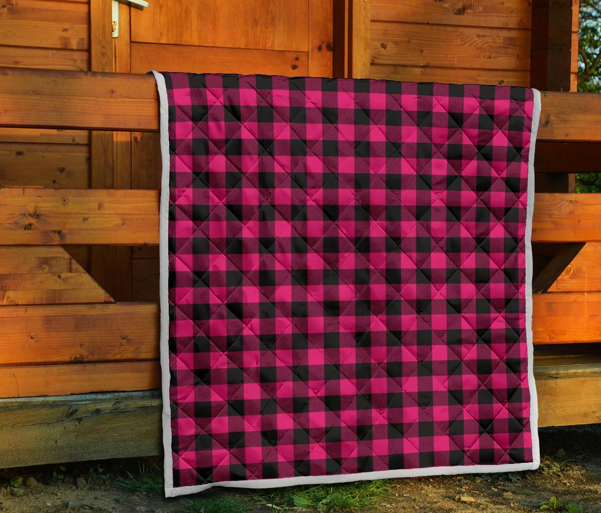 Pink Tartan Plaid Pattern Premium Quilt-JTAMIGO.COM