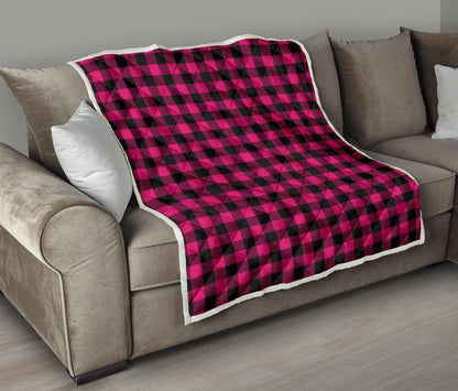 Pink Tartan Plaid Pattern Premium Quilt-JTAMIGO.COM