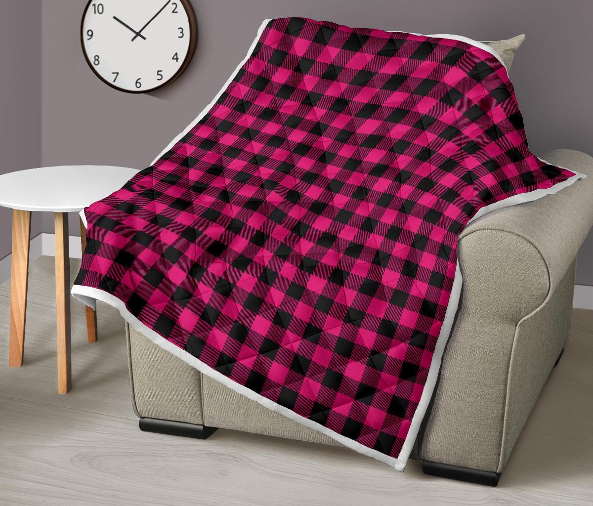 Pink Tartan Plaid Pattern Premium Quilt-JTAMIGO.COM