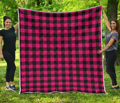 Pink Tartan Plaid Pattern Premium Quilt-JTAMIGO.COM