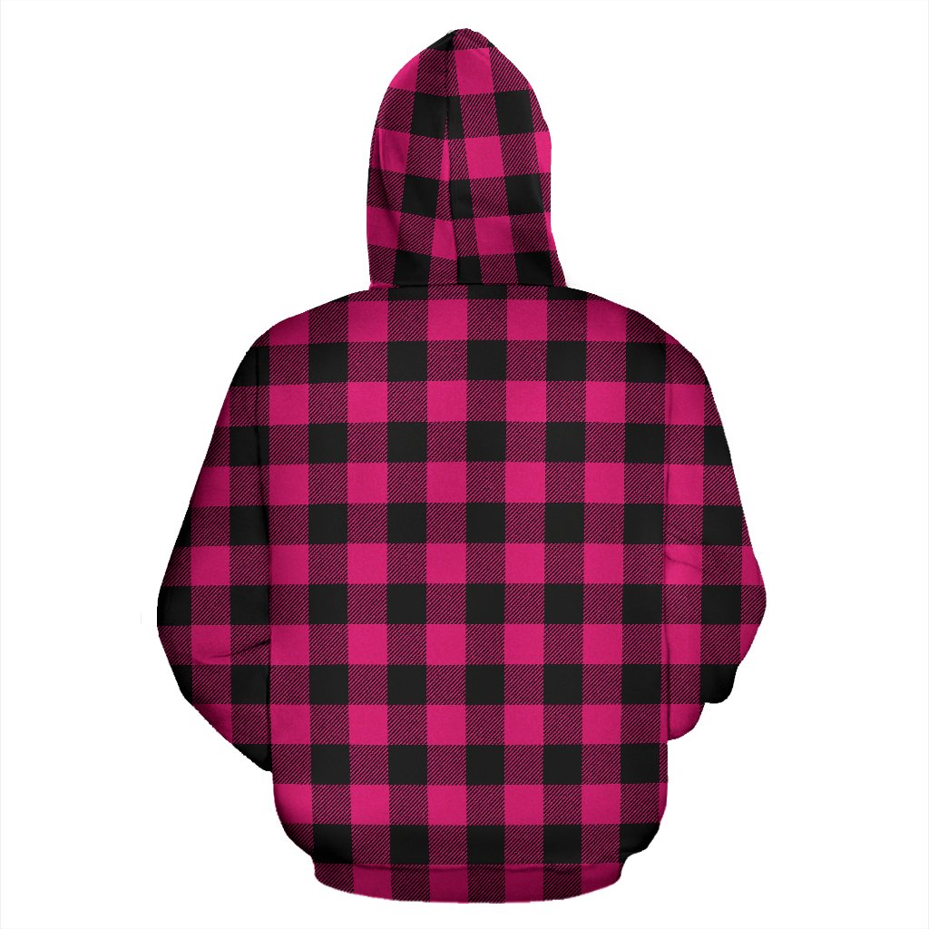 Pink Tartan Plaid Pattern Pullover Hoodie