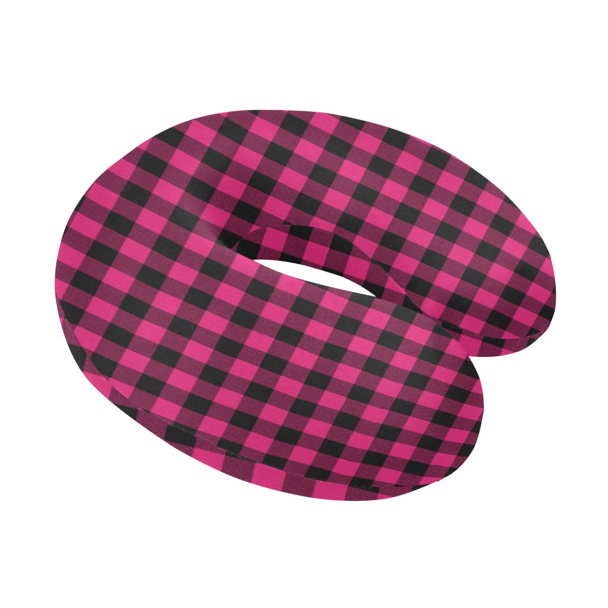 Pink Tartan Plaid Pattern U-Shaped Travel Neck Pillow-JTAMIGO.COM