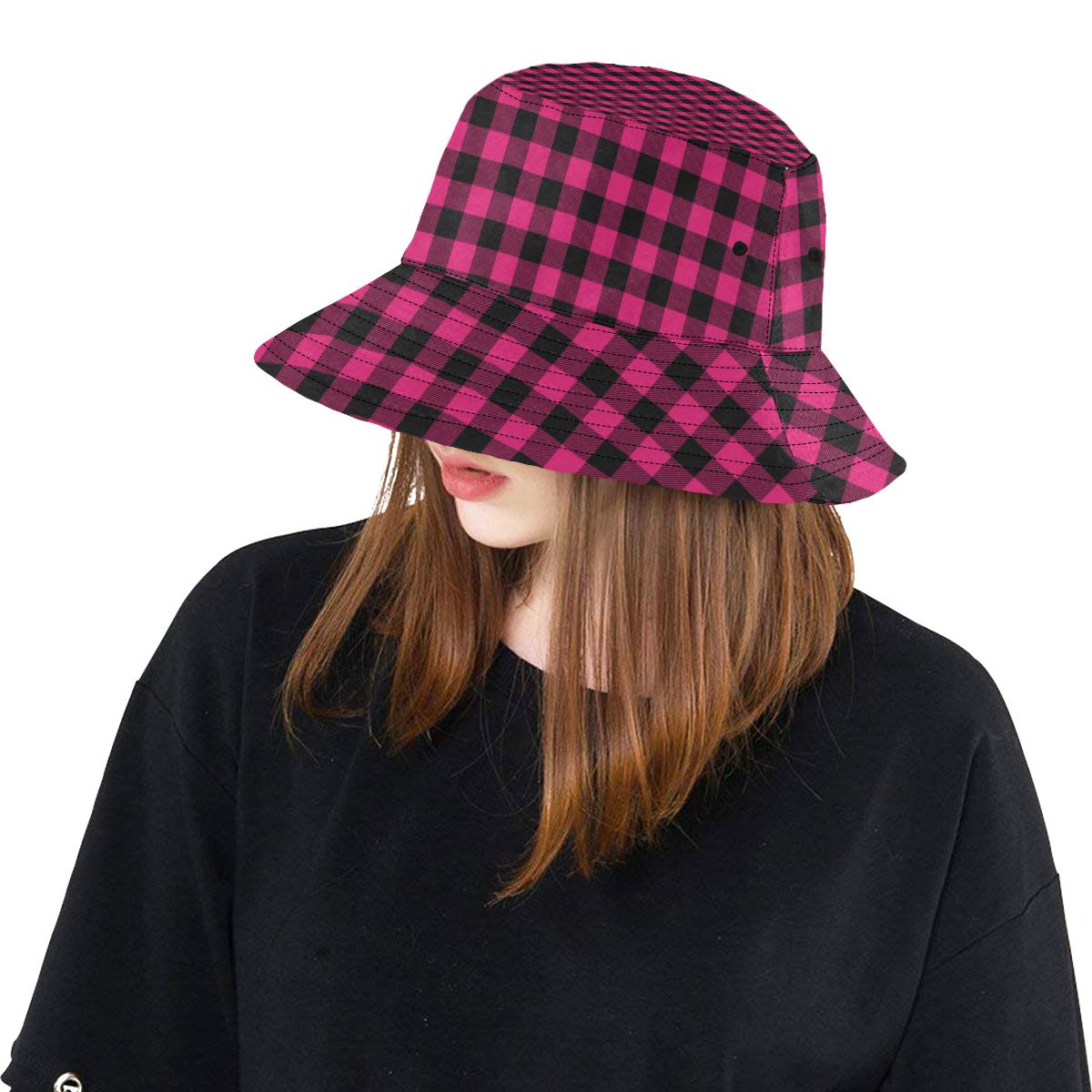 Pink Tartan Plaid Pattern Unisex Bucket Hat